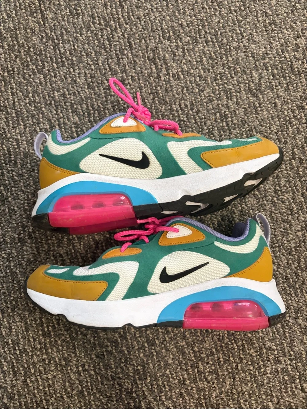Nike Multi-Color Air Cushion Sneakers - Green/Yellow/Pink